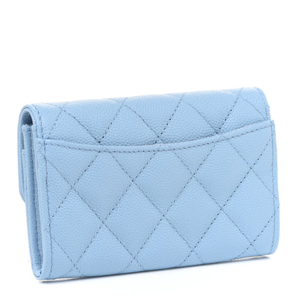 Chanel Caviar Quilted Flap Card Holder Wallet Light Blue 3 of 9