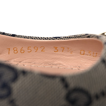 Gucci Monogram Horsebit Womens Slingback Ballet Flat 37.5 Beige Blue 10 of 13