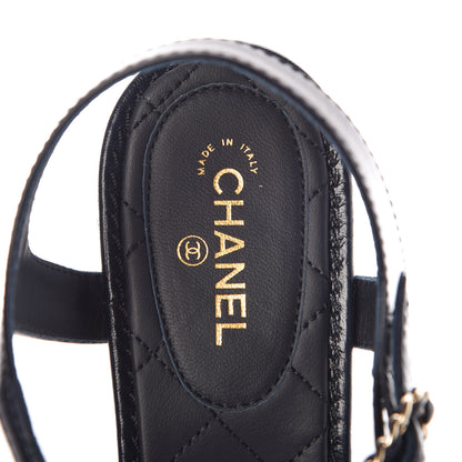 Chanel Goatskin CC Chain Thong Sandals 41 Dark Blue 5 of 8