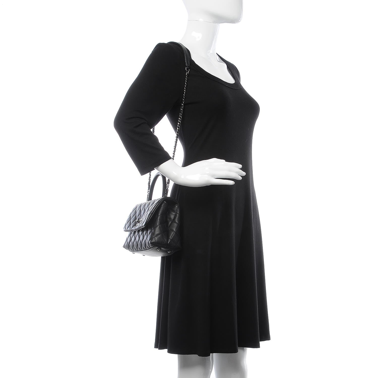 Chanel Caviar Lizard Quilted Mini Coco Handle Flap Black 2 of 19