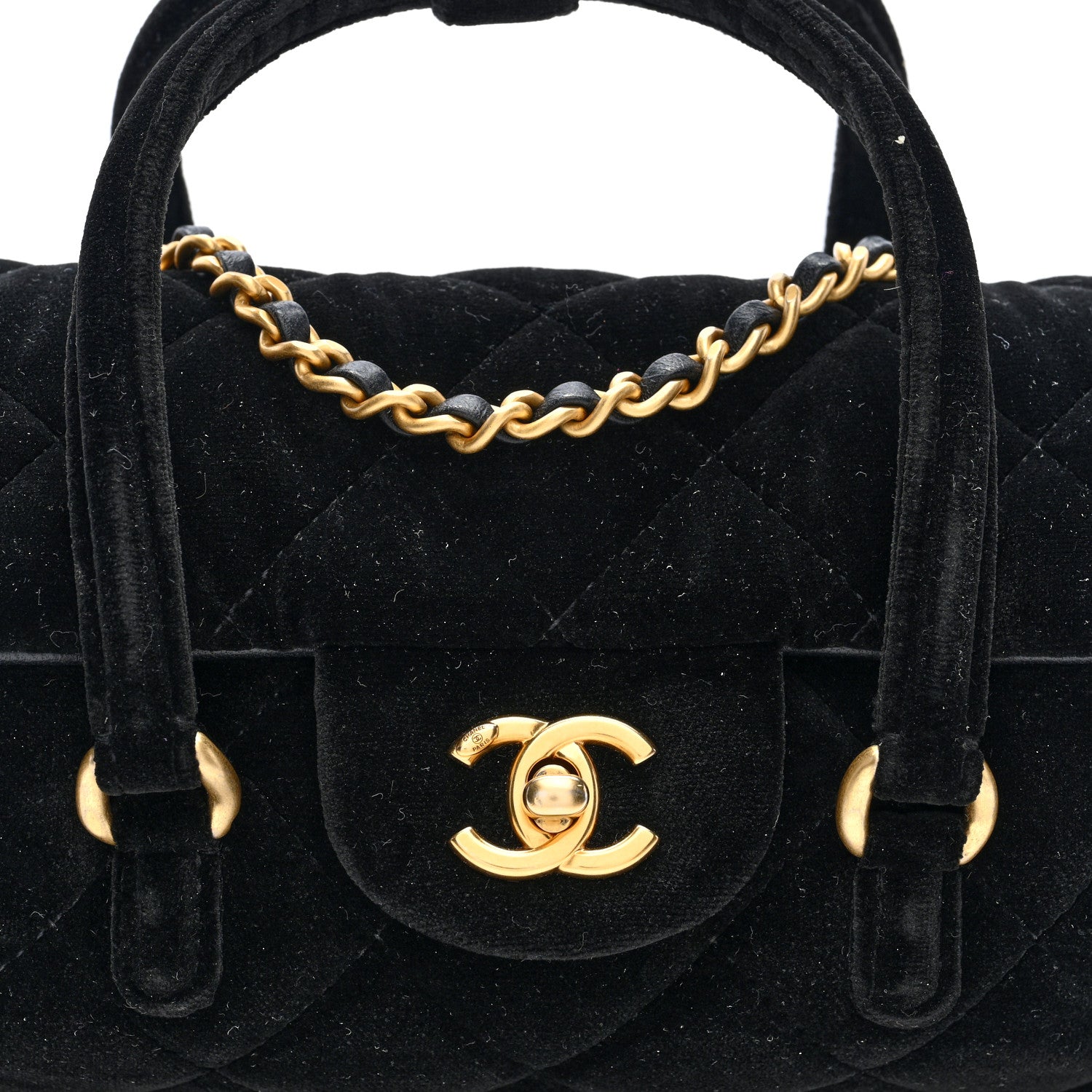 Chanel Velvet Quilted Mini Top Handle Flap Black 8 of 10
