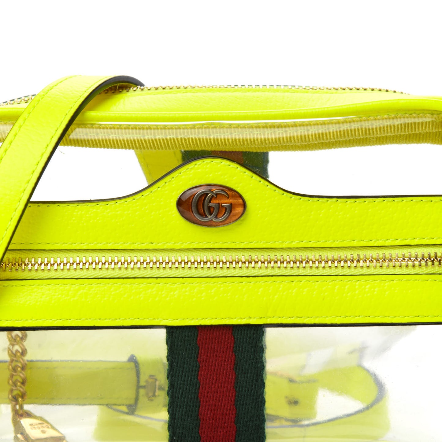 Vinyl Web Mini Ophidia Transparent Shoulder Bag Yellow Fluo