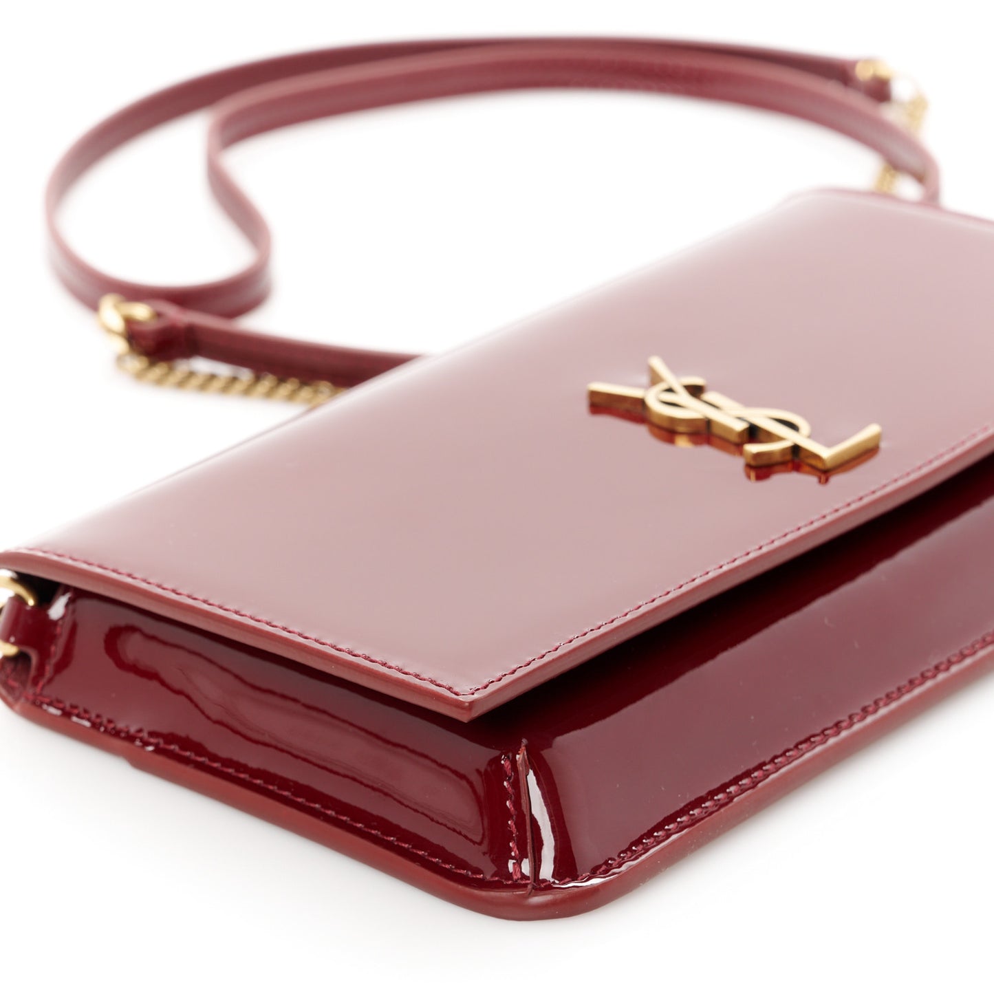 Patent Monogram Phone Holder Crossbody Chataigne
