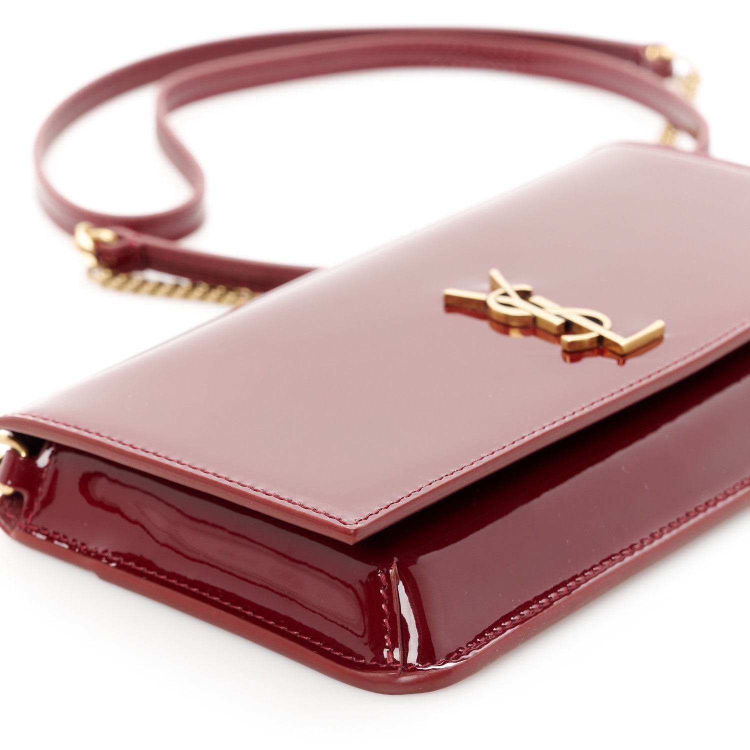 Saint Laurent Patent Monogram Phone Holder Crossbody Chataigne 9 of 10