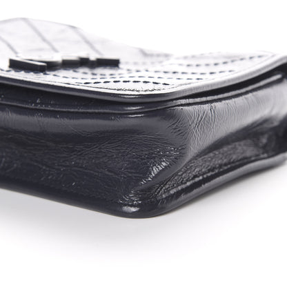 Saint Laurent Crinkled Calfskin Matelasse Monogram Niki Chain Wallet Deep Marine 9 of 10