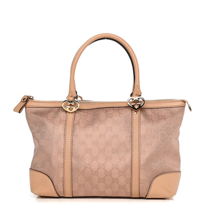 Gucci Metallic Monogram Small Lovely Heart Tote Pink 1 of 16