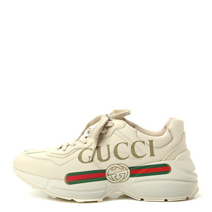Gucci Calfskin Logo Womens Rhyton Sneakers 39.5 Ivory 1 of 9