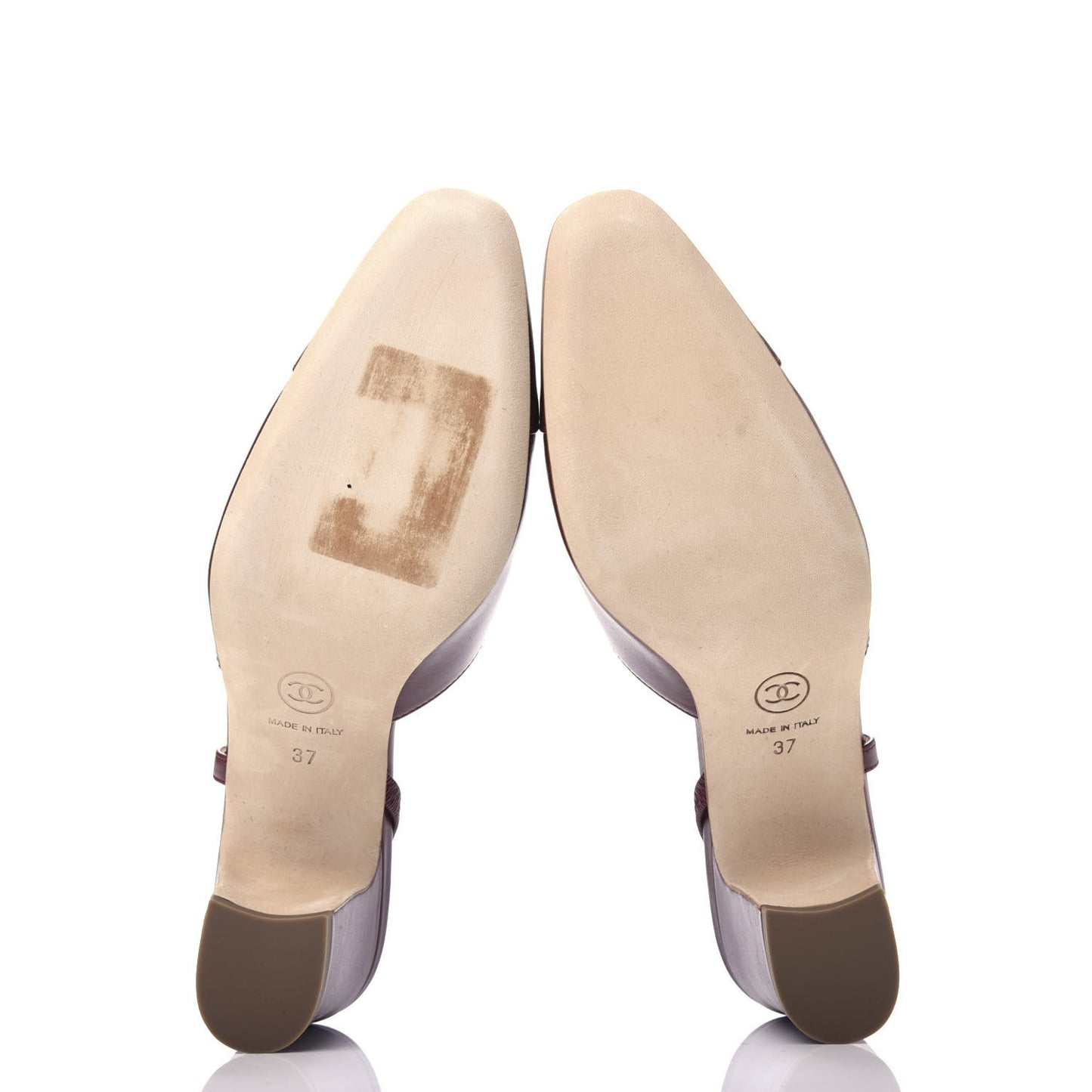 Calfskin Cap Toe CC Slingback Pumps 37 Brown