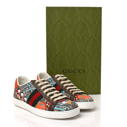 Gucci X DISNEY GG Supreme Monogram Web Donald Duck Womens Ace Sneakers 36.5 Beige New 36.5 Acero Orange 9 of 9
