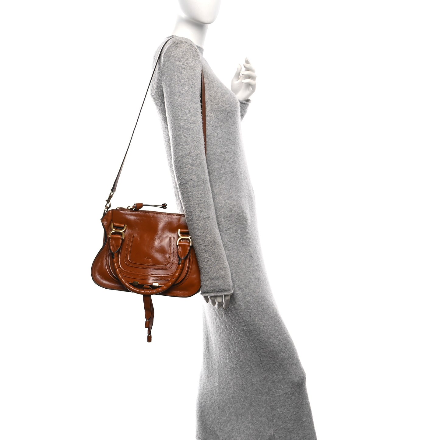 Calfskin Small Marcie Satchel Tan