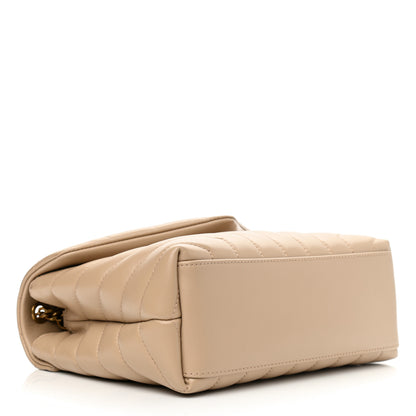 Saint Laurent Calfskin Y Quilted Monogram Small Loulou Chain Satchel Dark Beige 4 of 8