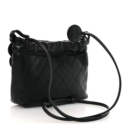 Chanel Lambskin Quilted Drawstring Clutch With Strap Black 3 of 12