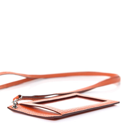 Hermes Chevre Mysore Heidi Badge Holder Orange 4 of 8