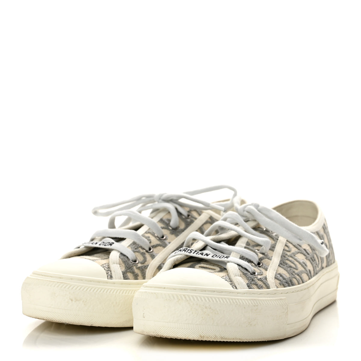 Canvas Oblique Walk'N'Dior Low Top Sneakers 39 Grey Stone