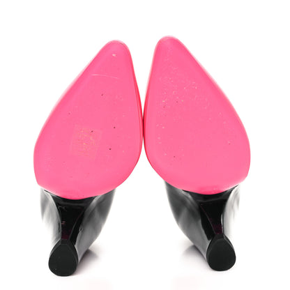 Chanel Patent Calfskin CC Pumps 37 Pink Black 6 of 10