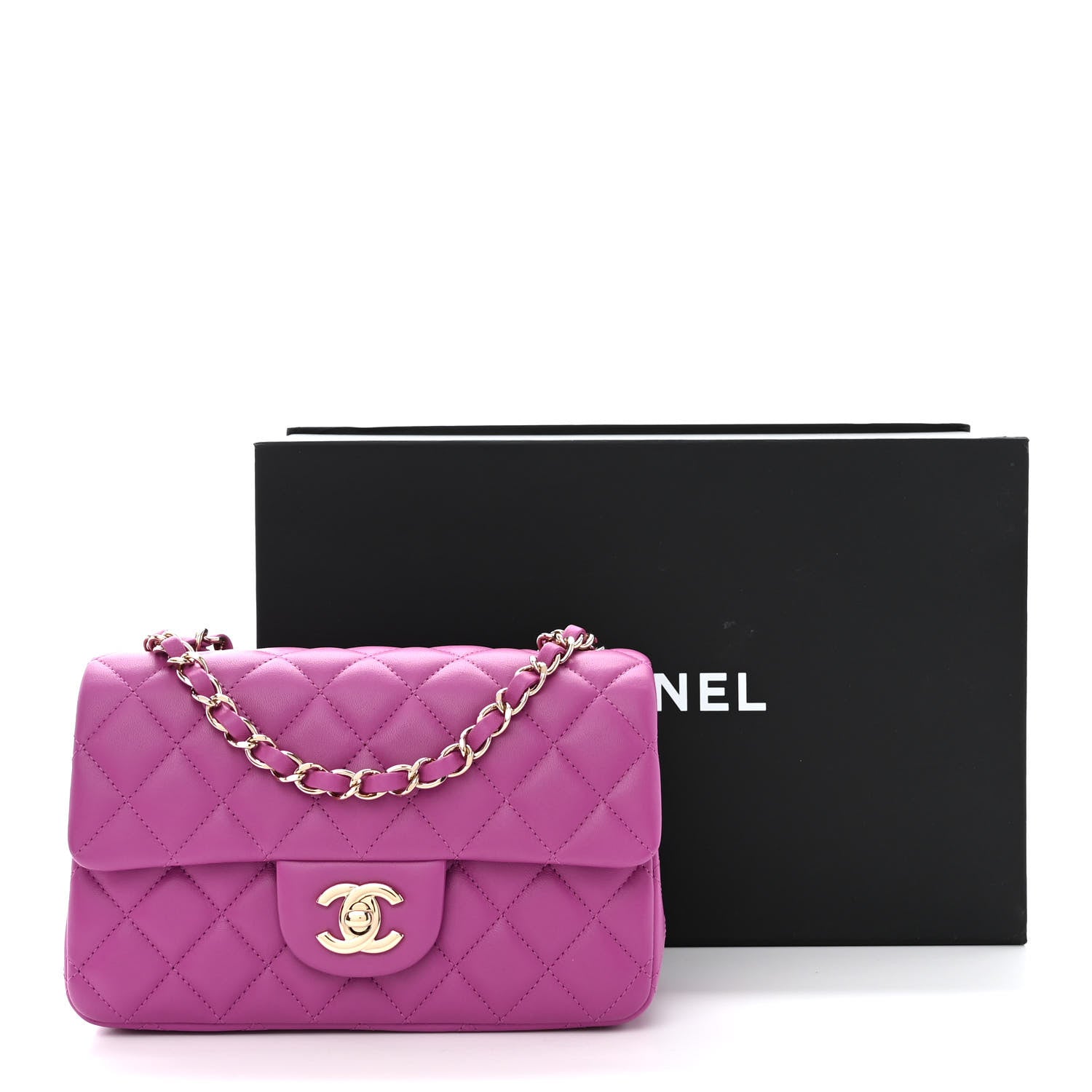Chanel Lambskin Quilted Mini Rectangular Flap Purple 11 of 11