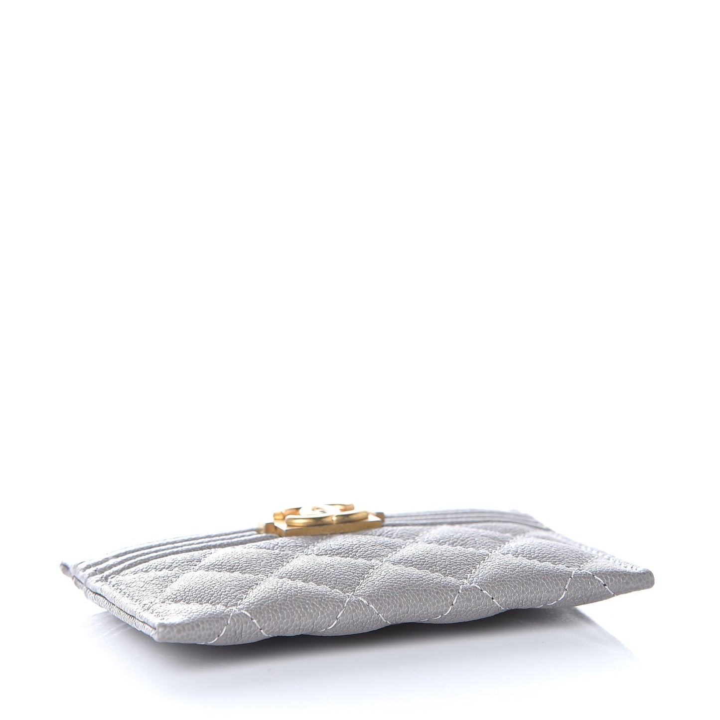 Caviar Quilted Boy Card Holder Grey