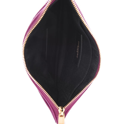 Saint Laurent Grain De Poudre Chevron Monogram Bill Pouch Dark Grape 5 of 13