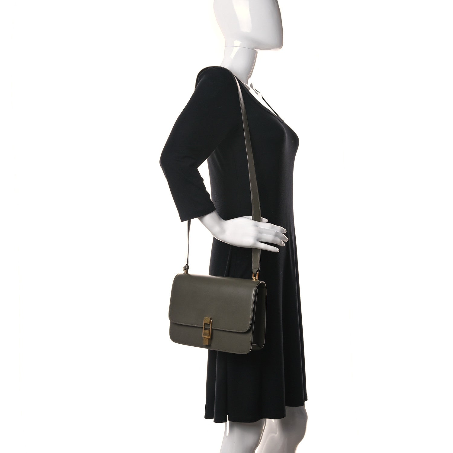 Saint Laurent Smooth Calfskin Carre Satchel Green 2 of 14