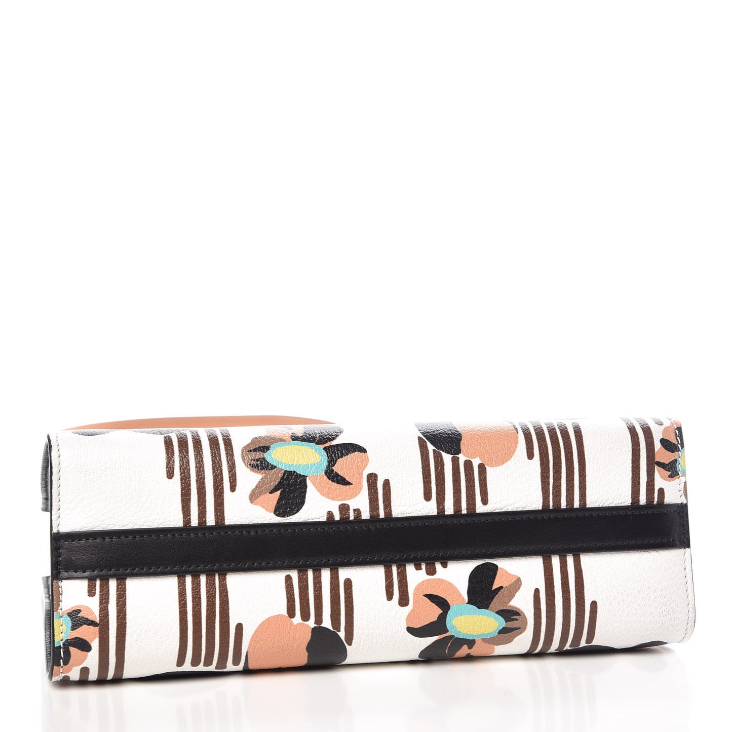 Goatskin Floral Print Bibliotheque Shoulder Bag White Black