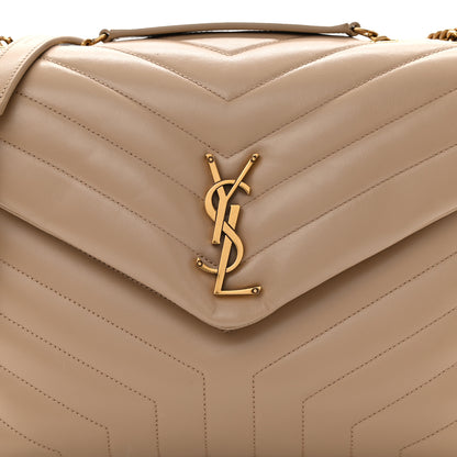 Saint Laurent Calfskin Y Quilted Monogram Medium Loulou Chain Satchel Dark Beige 10 of 12
