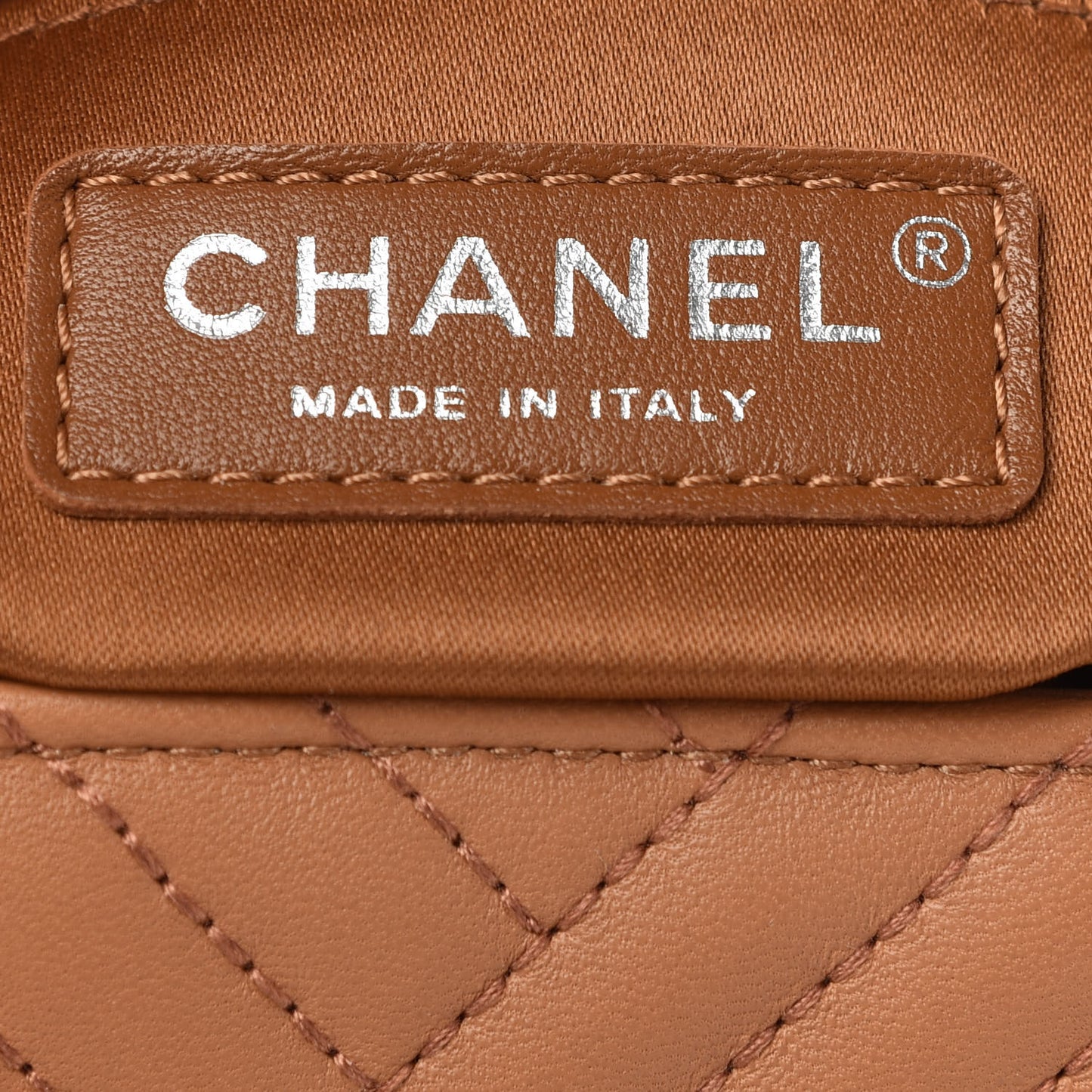 Lambskin Quilted Large CC Crossing Flap Camel