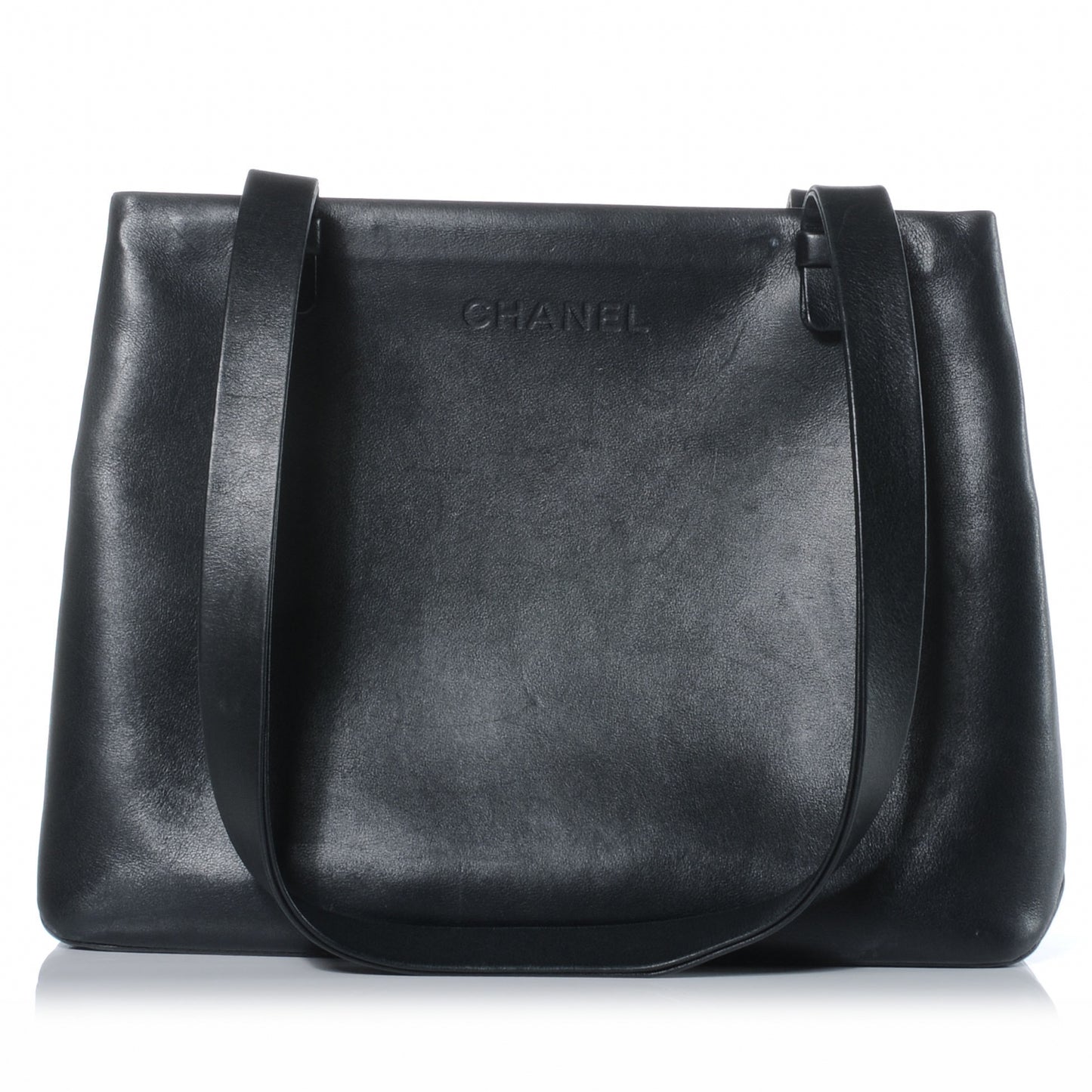 Calfskin Leather Simple Shoulder Bag Black