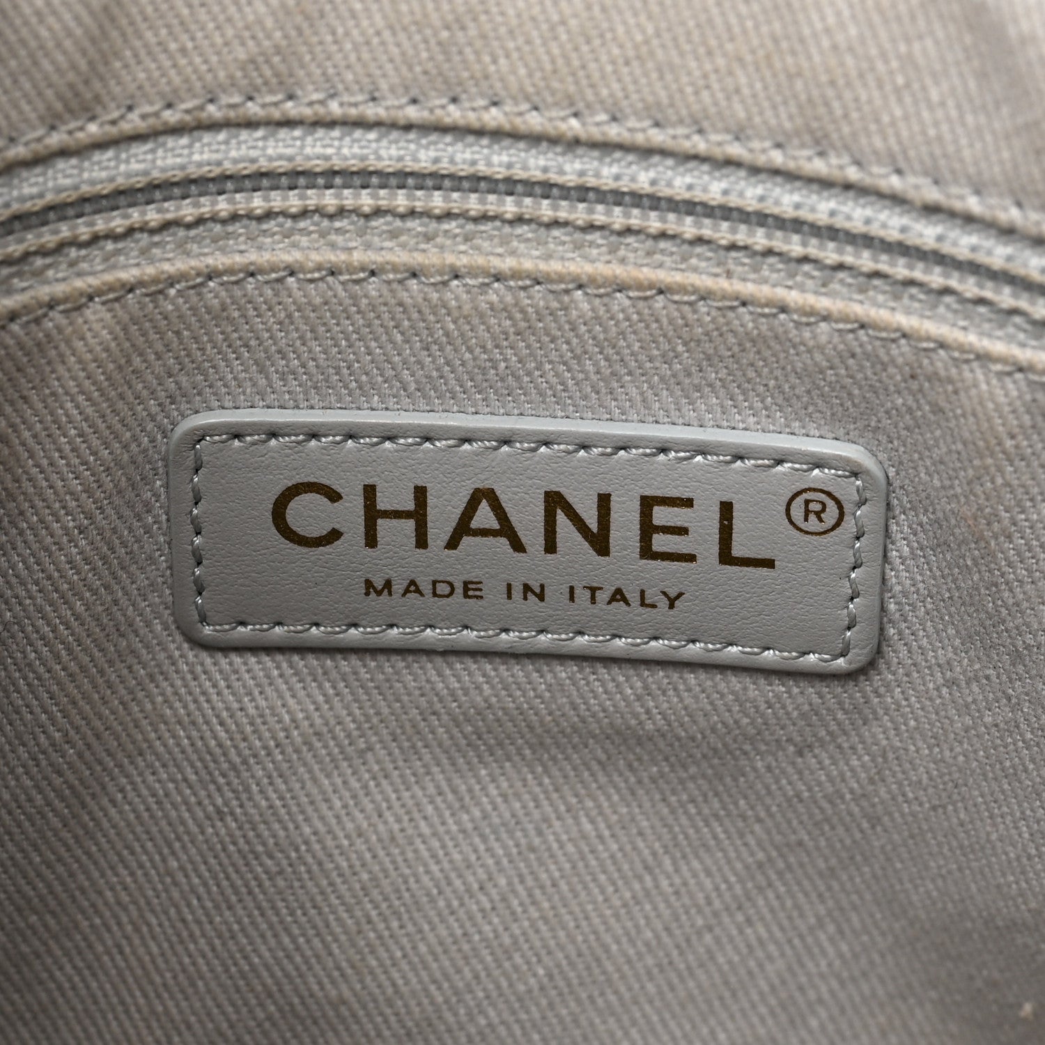 Chanel Caviar Diamond Stitched CC Bucket Drawstring Bag Light Grey 11 of 15
