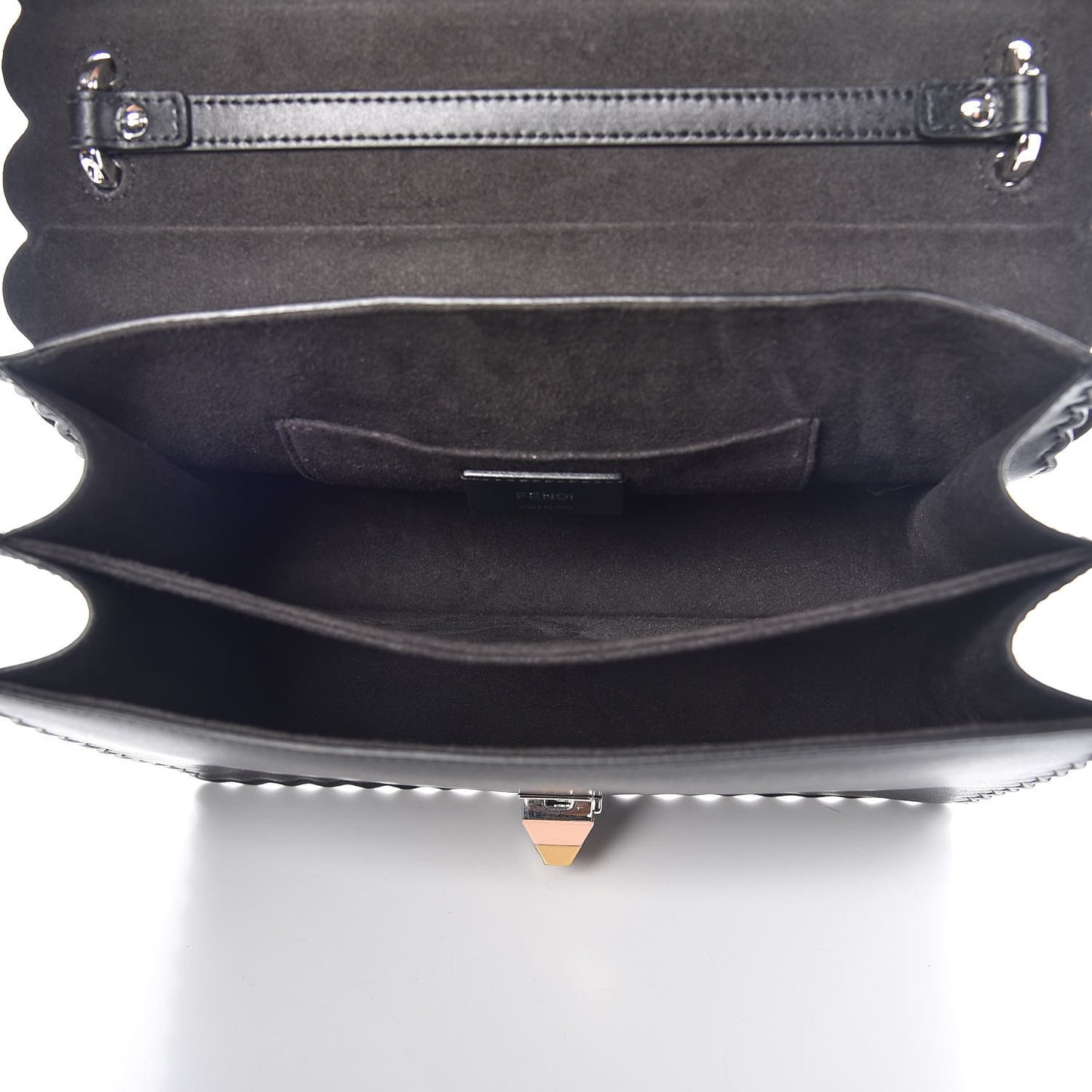 Vitello Liberty Scalloped Spike Studded Kan I Shoulder Bag Black Multicolor
