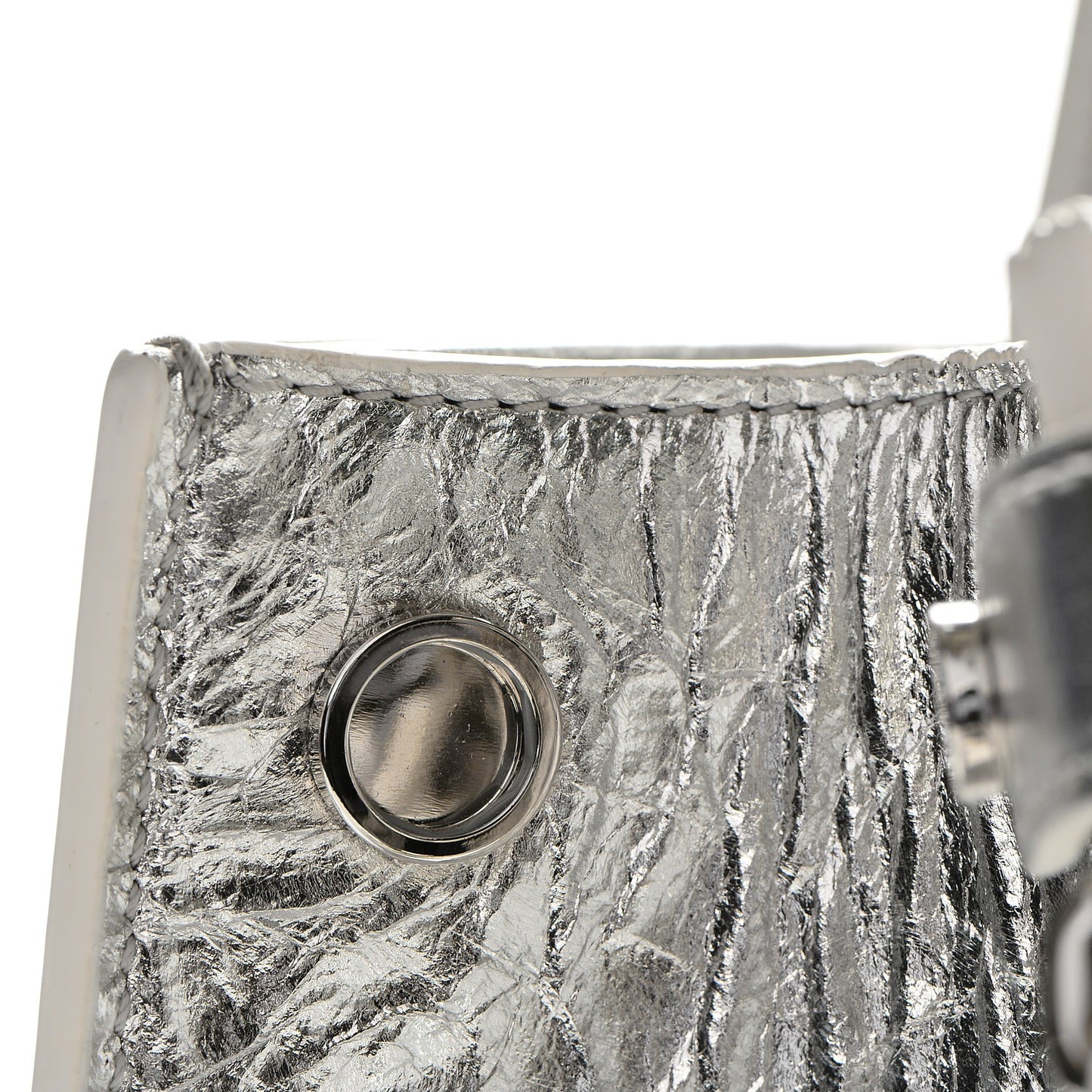 Metallic Calfskin Medium Diorever Flap Silver