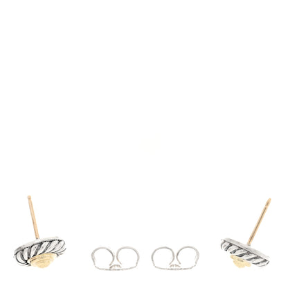 David Yurman Sterling Silver 14K Yellow Gold Cookie Earrings 3 of 4
