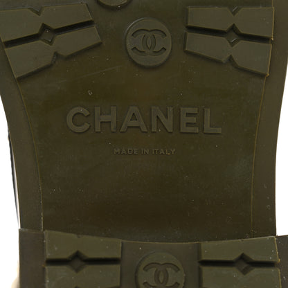 Chanel Calfskin Knit Lace Up Combat Boots 39.5 Green 8 of 10