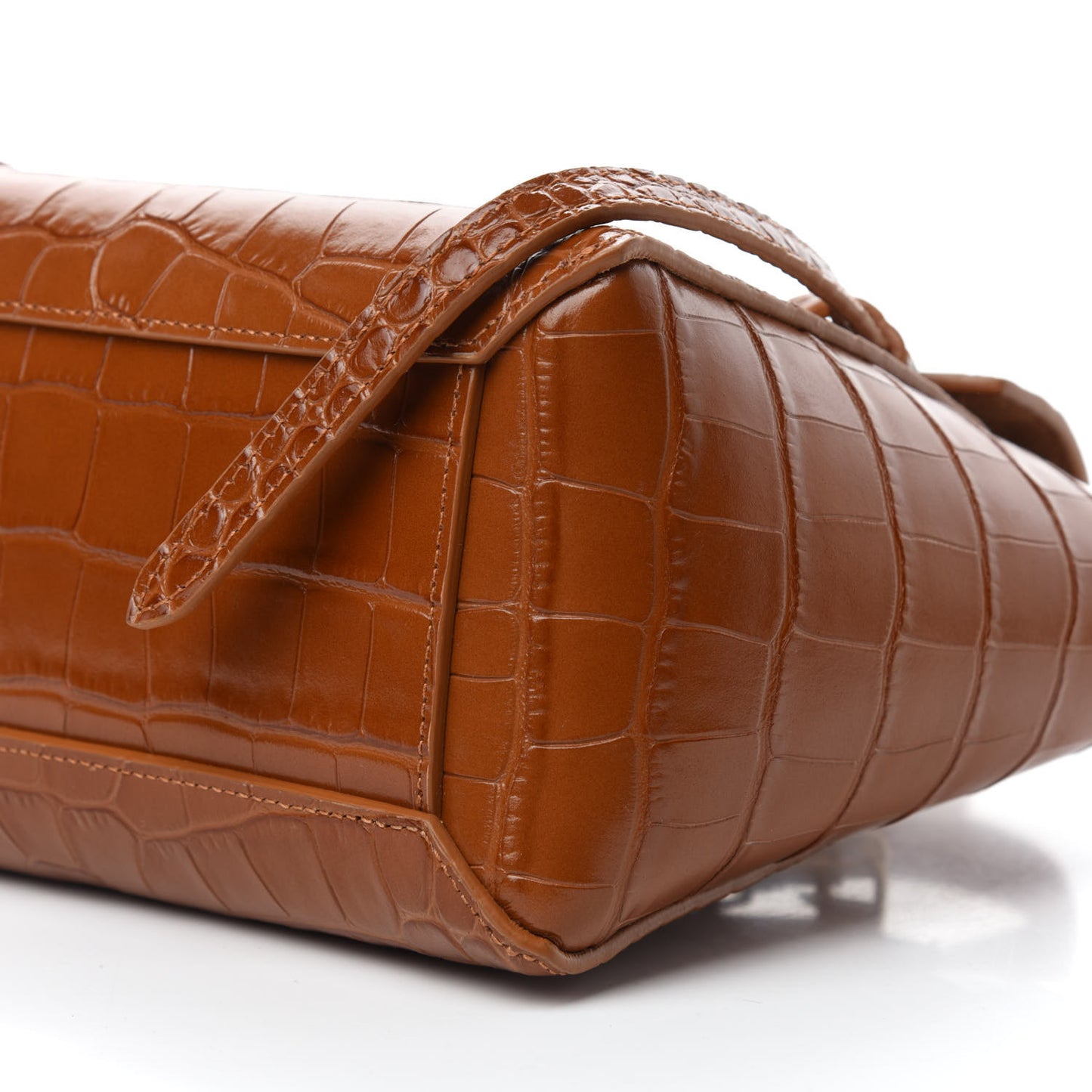 Calfskin Crocodile Embossed Nano Belt Bag Camel