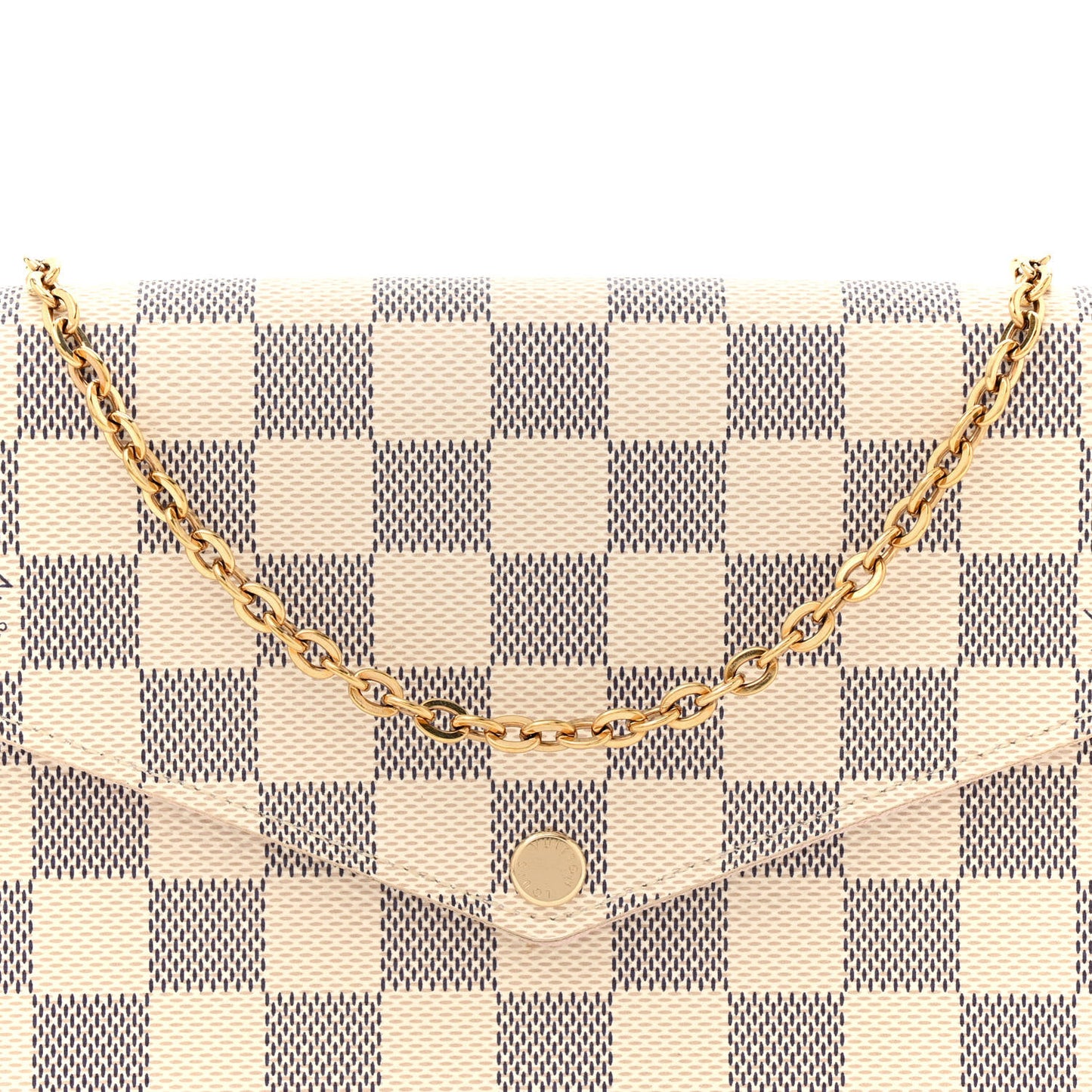 Damier Azur Pochette Felicie Chain Wallet Rose Ballerine