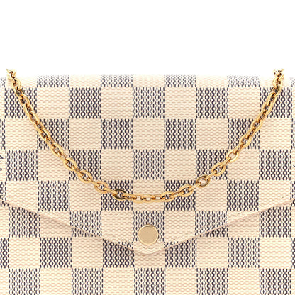 Louis Vuitton Damier Azur Pochette Felicie Chain Wallet Rose Ballerine 9 of 13