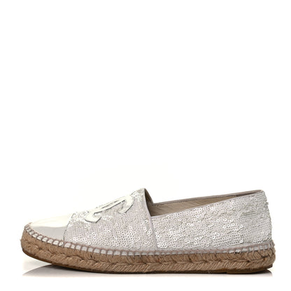 Chanel Patent Sequin CC Espadrilles 41 White 1 of 5