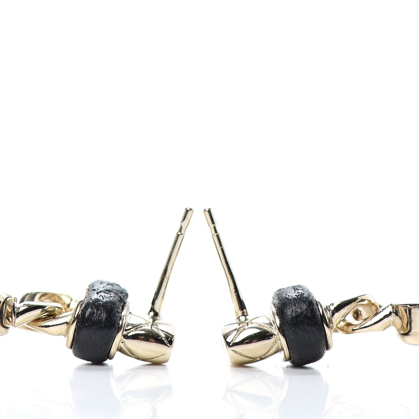 Lambskin CC Turnlock Drop Earrings Gold Black