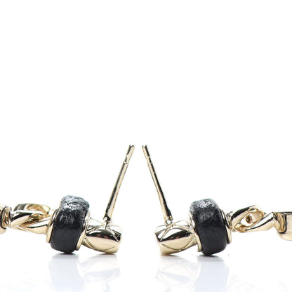 Chanel Lambskin CC Turnlock Drop Earrings Gold Black 3 of 4