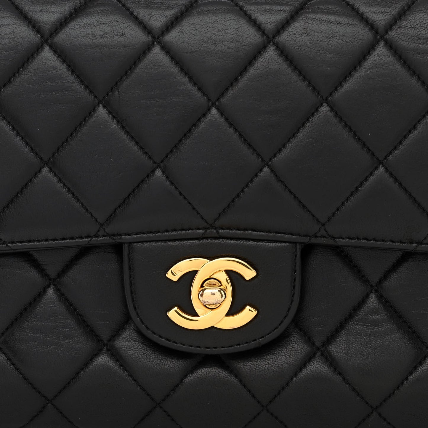Lambskin Quilted Medium Double Sided Flap Black