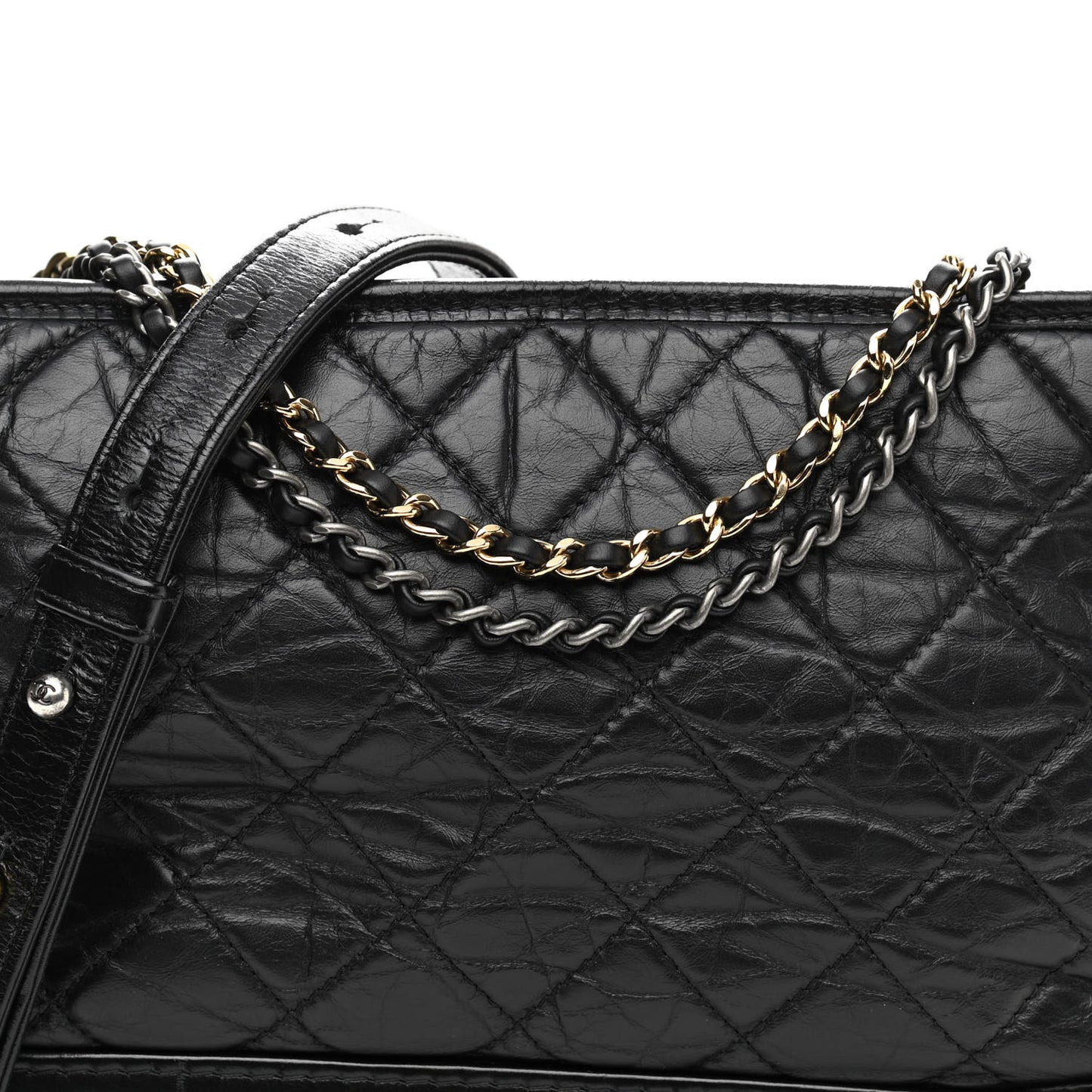 Aged Calfskin Quilted Medium Gabrielle Hobo Black