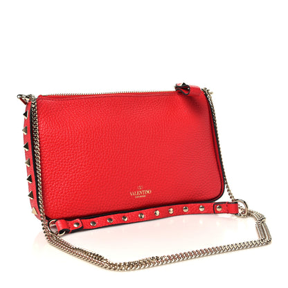 Valentino Garavani Grainy Calfskin Rockstud Flip Lock Chain Pouch Rouge Pur 2 of 8