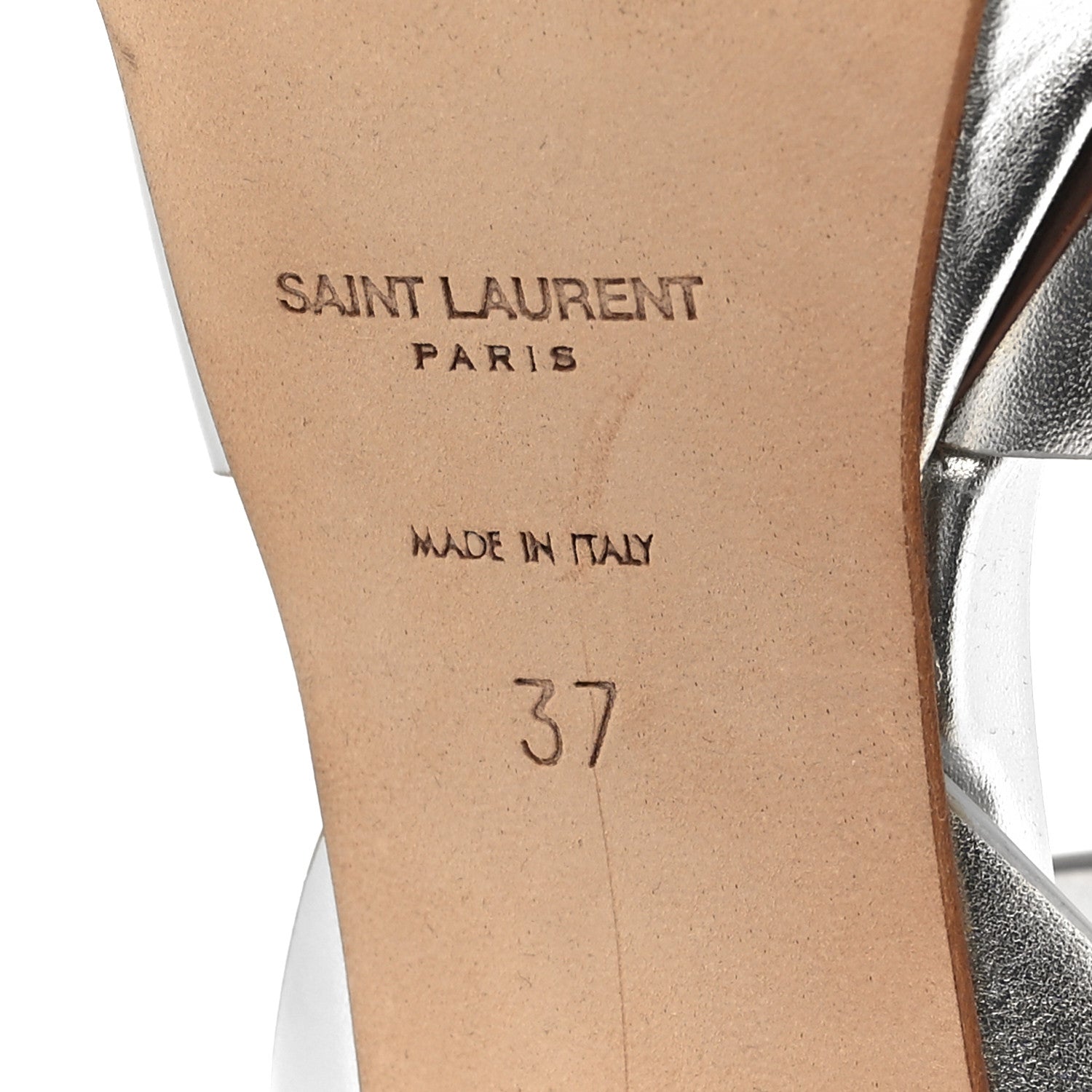 Saint Laurent Metallic Nappa Tribute 75 Platform Sandals 37 Silver 7 of 8