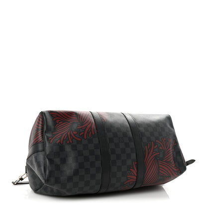 Louis Vuitton Damier Graphite Rope Keepall Bandouliere 45 Red 3 of 9