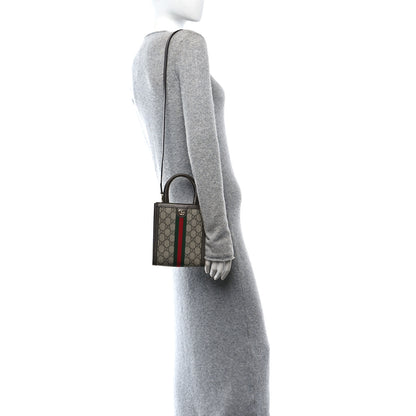 Gucci GG Supreme Monogram Textured Dollar Calfskin Web Super Mini Ophidia Mini Tote Bag Beige Ebony New Acero 2 of 10