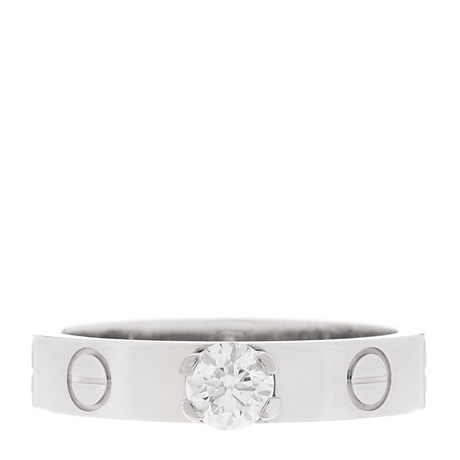 Cartier 18K White Gold Diamond LOVE Solitaire Engagement Ring 48/4.5 1 of 4