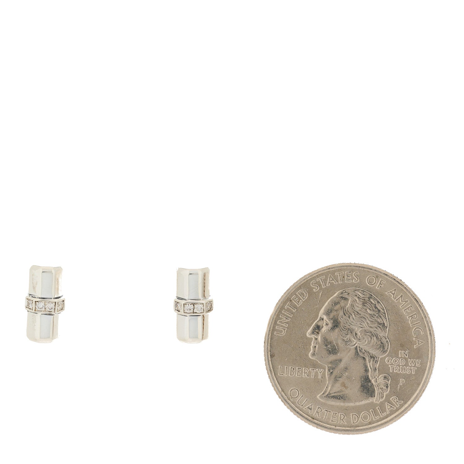 David Yurman Sterling Silver Diamond Lexington Barrel Earrings 2 of 4