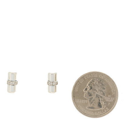 David Yurman Sterling Silver Diamond Lexington Barrel Earrings 2 of 4