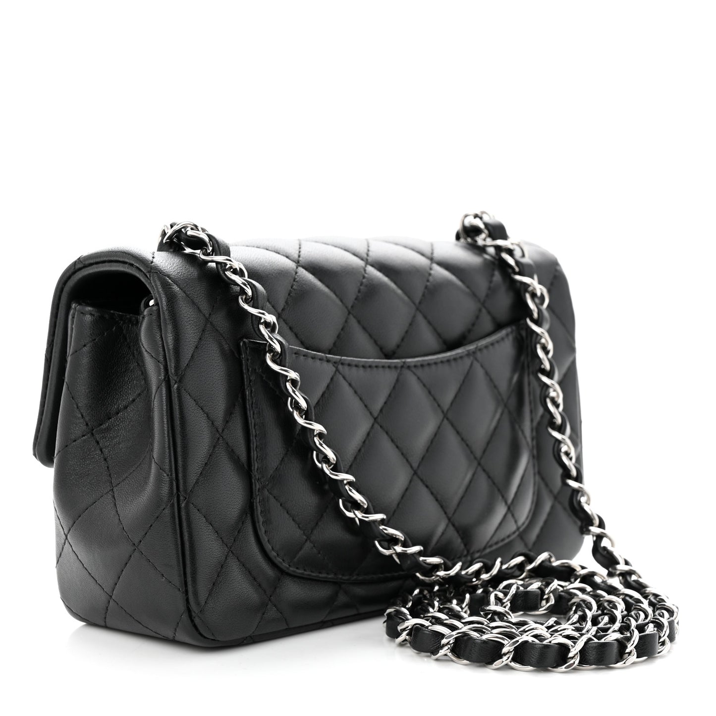 Lambskin Quilted Mini Rectangular Flap Black