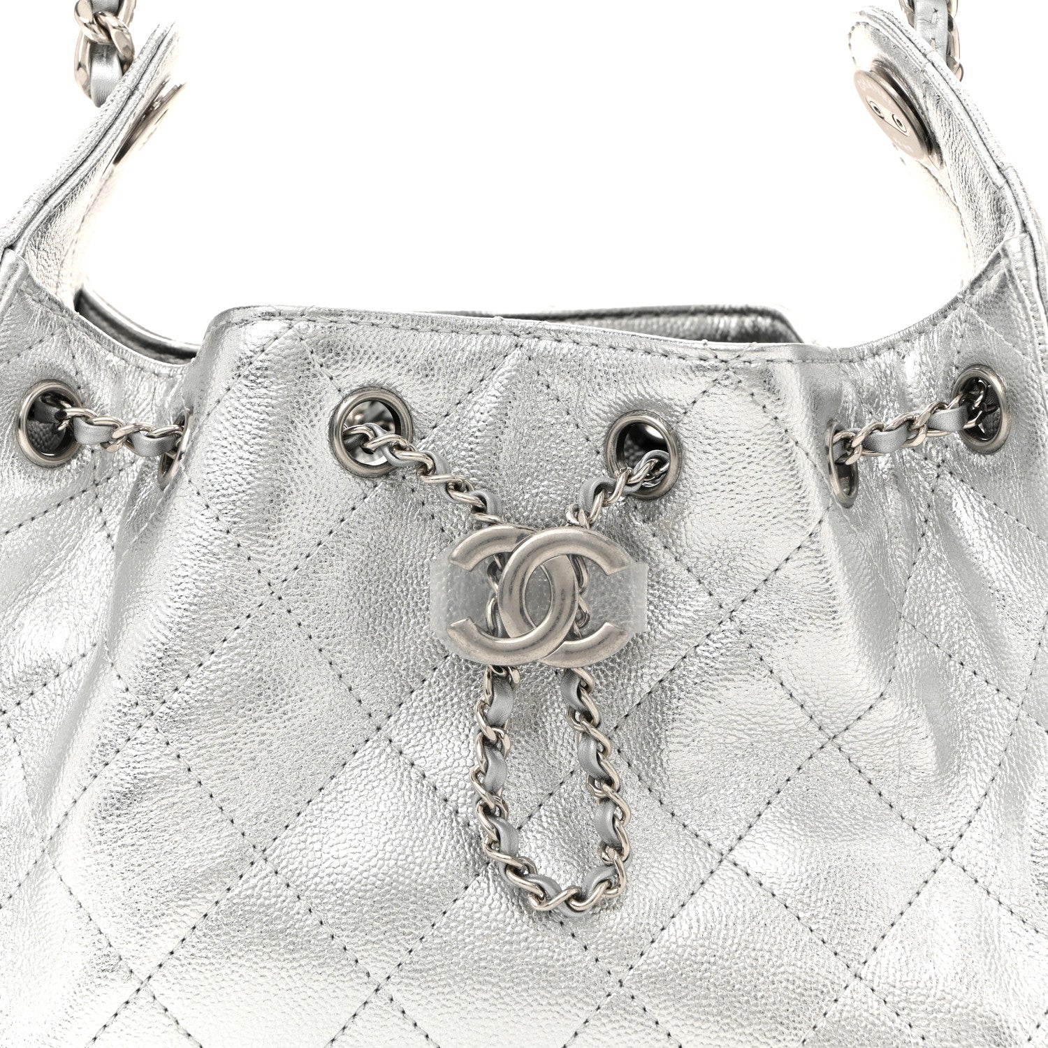 Chanel Metallic Caviar Quilted Mini Chanel 25 Handbag Silver 8 of 10