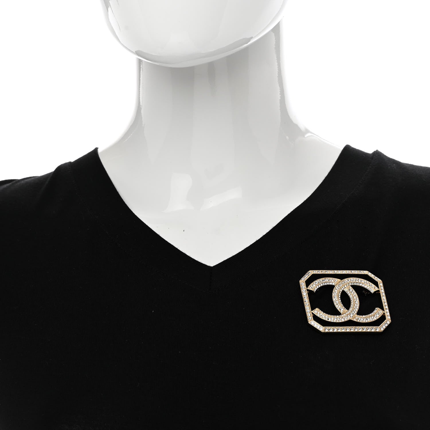 Chanel Crystal CC Brooch Gold 2 of 6